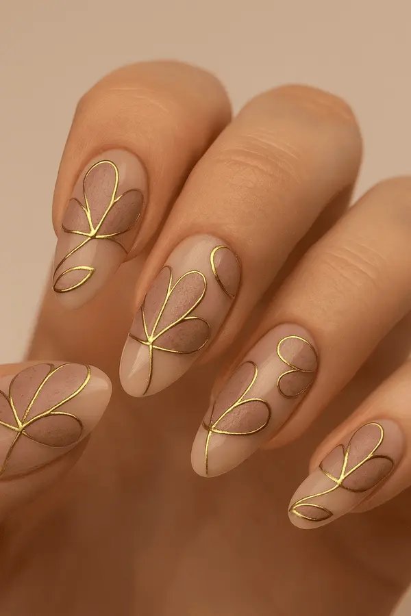 3D Gold Nail Art