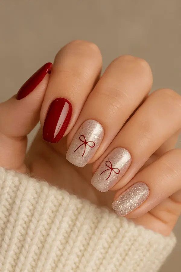 Bow Christmas Nails