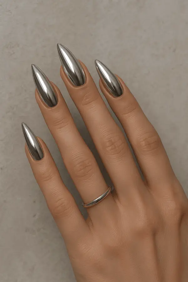 Silver Chrome Nails