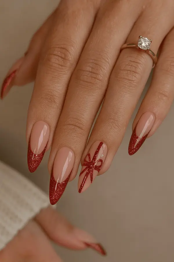 Bow Christmas Nails