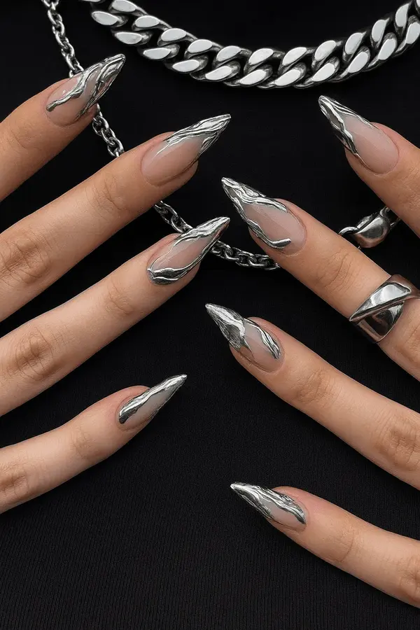 Silver Chrome Nails