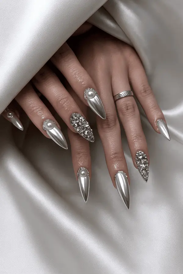 Silver Chrome Nails