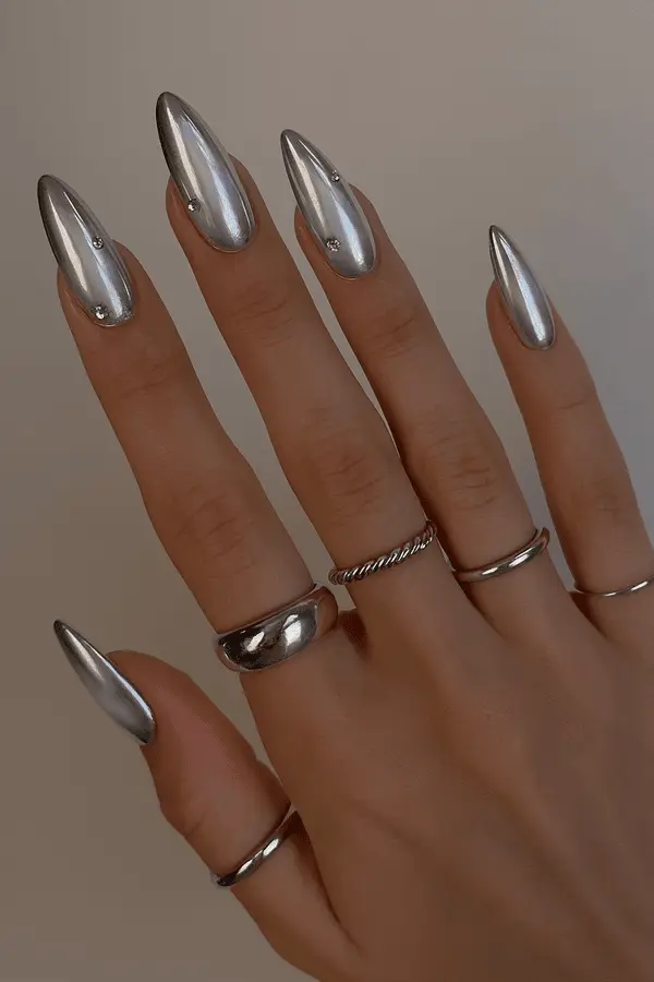Silver Chrome Nails