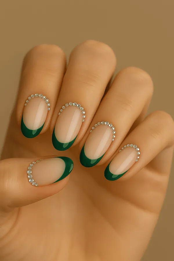 Christmas Rhinestone Nails