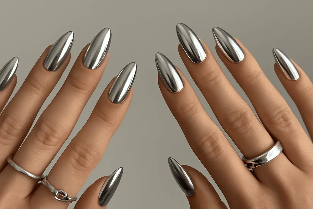 silver chrome nails