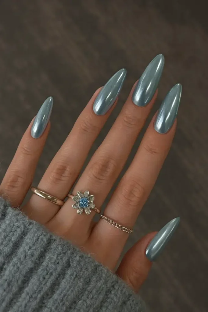 Winter Chrome Nails