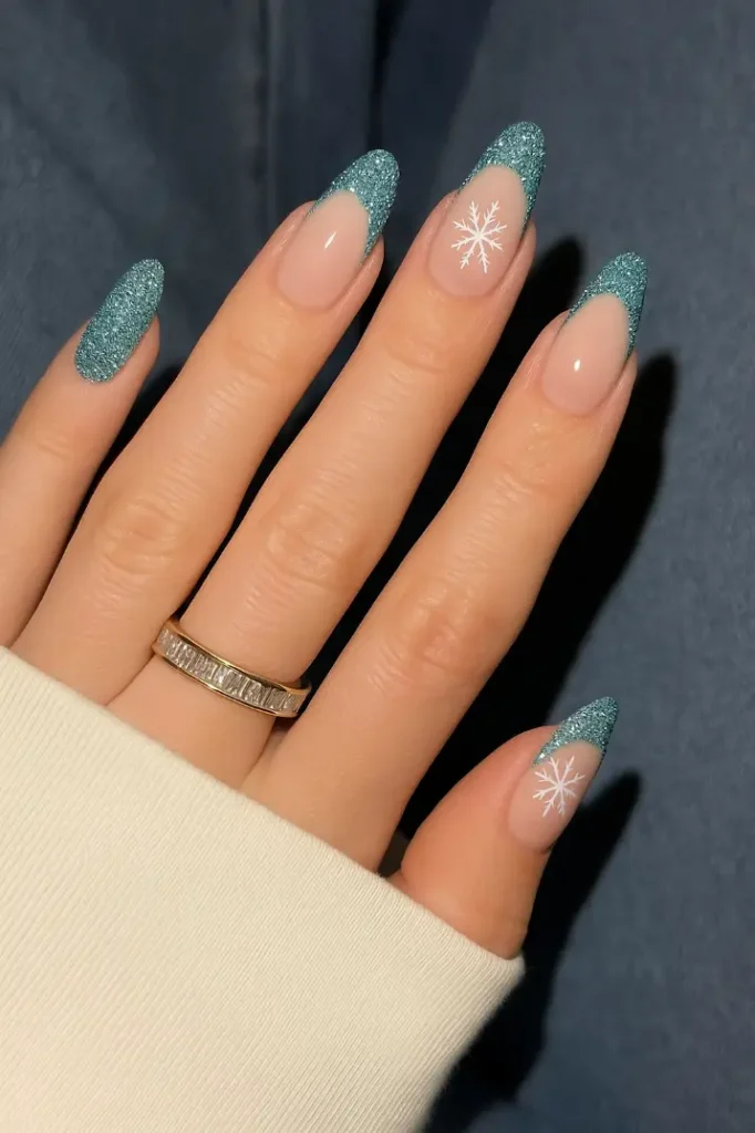 Blue Christmas Nails