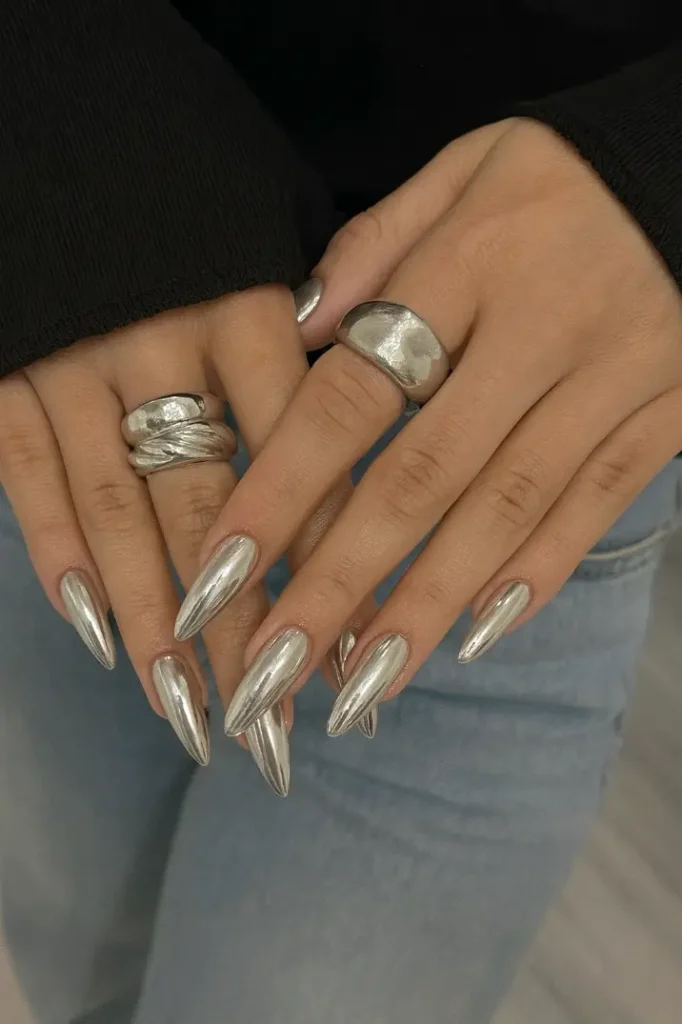 Winter Chrome Nails