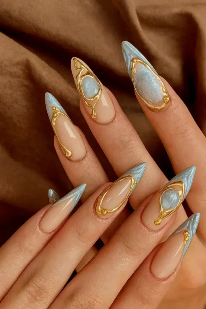 Blue Christmas Nails