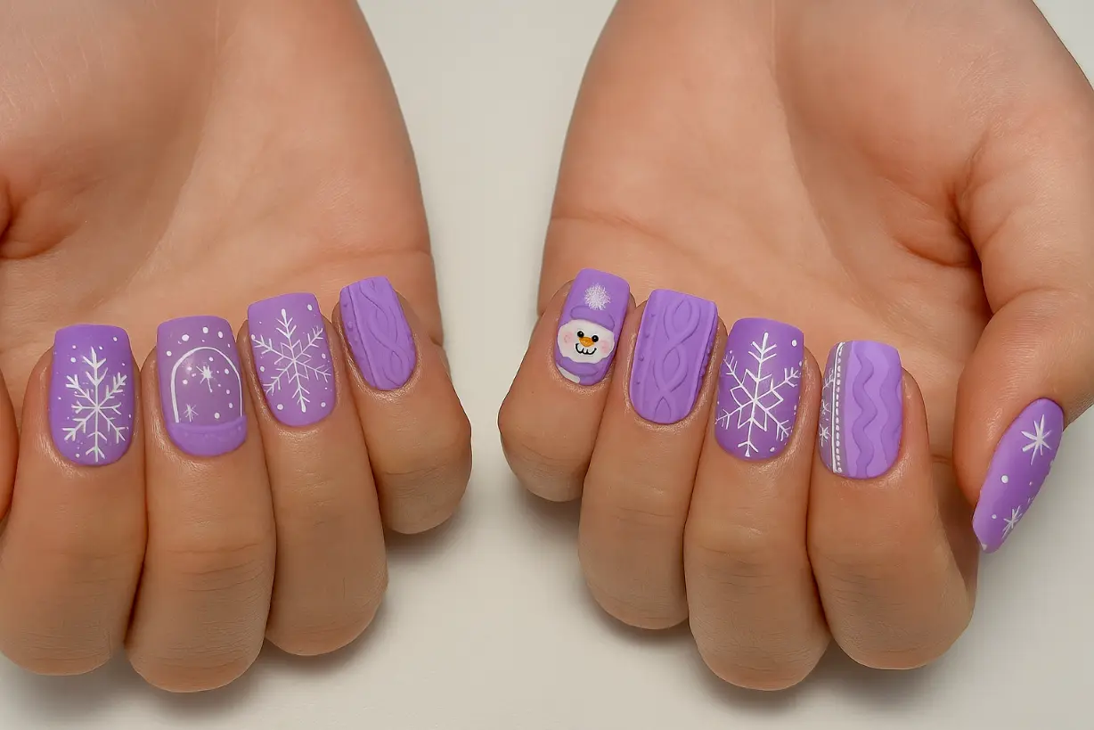 purple holiday nails