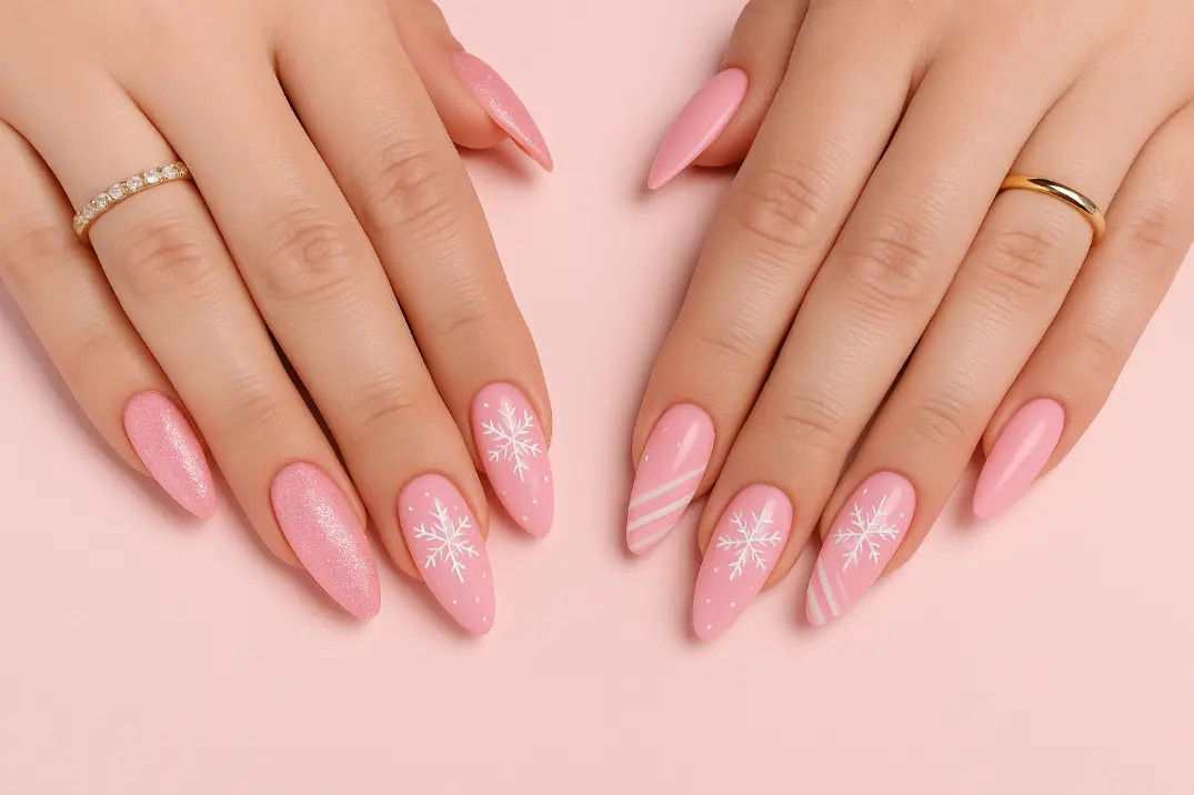 pink christmas nails