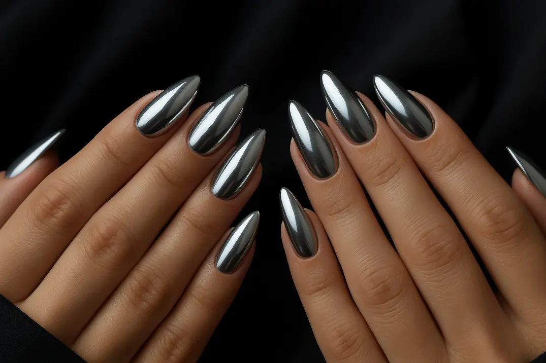 winter chrome nails
