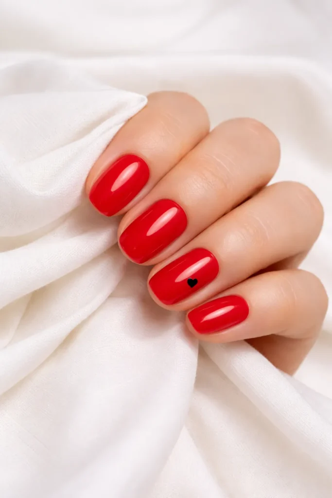 Red and Black Valentine’s Nails