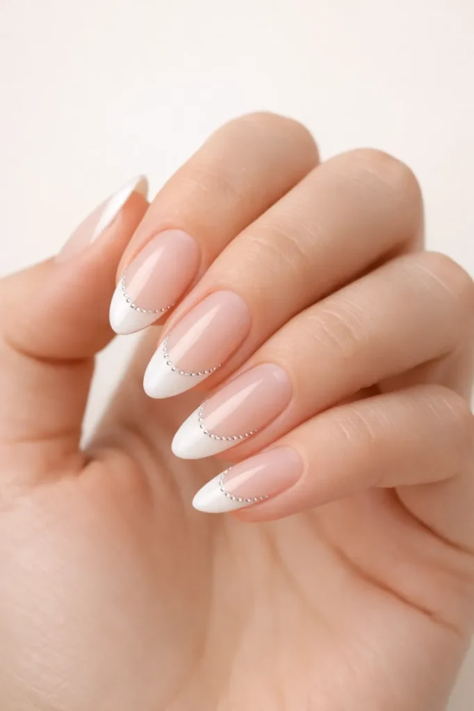 Bedazzled French Tip Nails