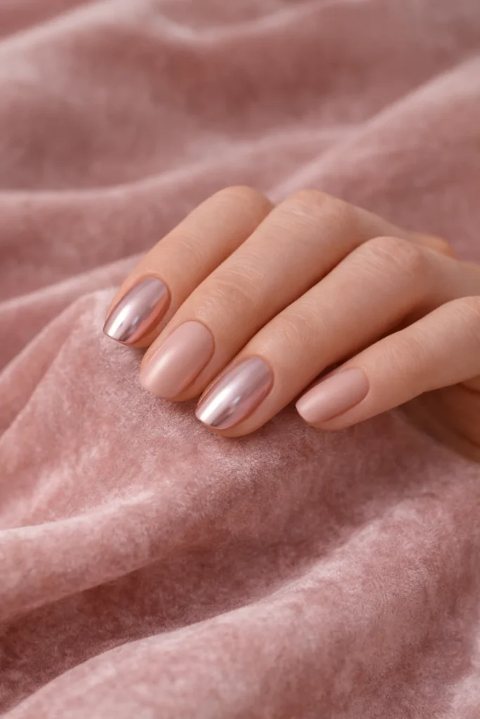Valentine Chrome Nails