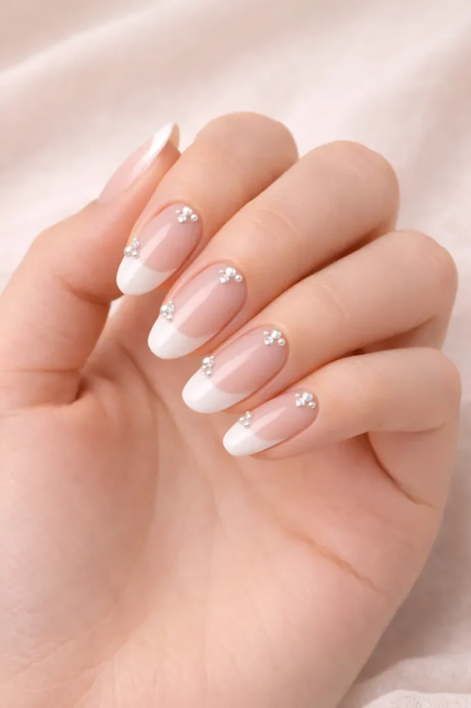 Bedazzled French Tip Nails