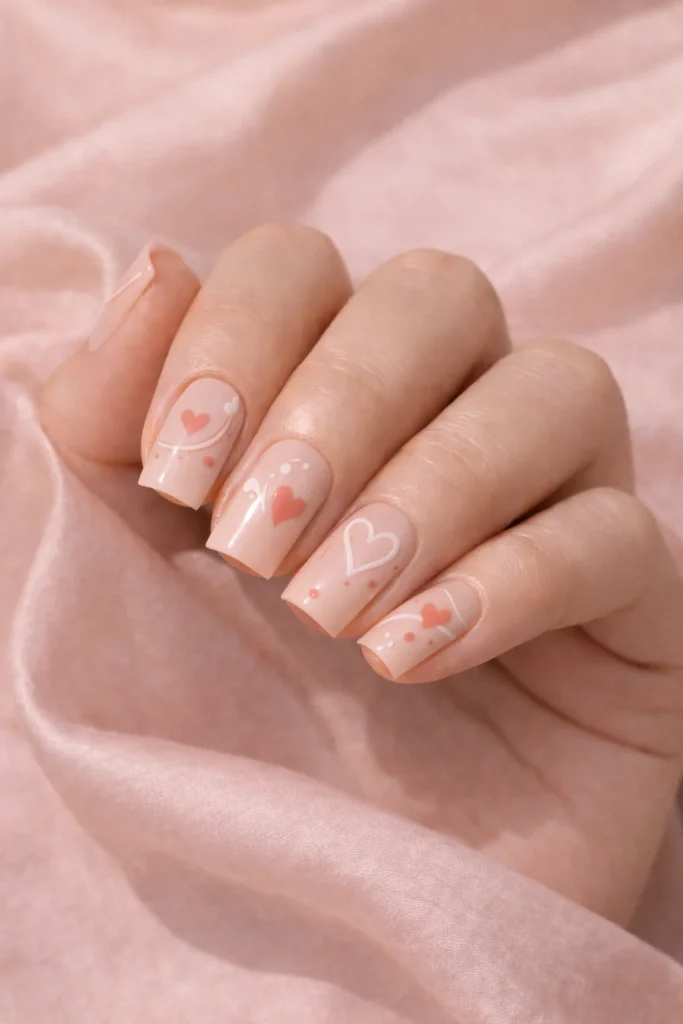 Square Valentine’s Nails