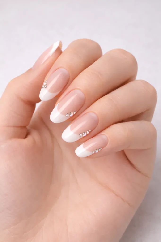 Bedazzled French Tip Nails