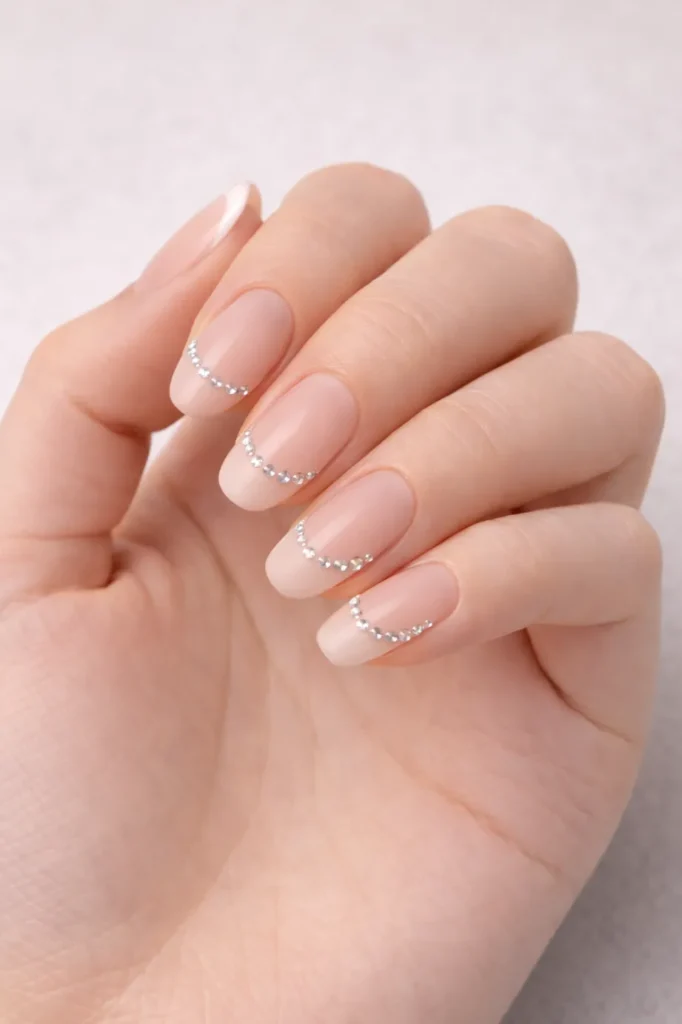 Bedazzled French Tip Nails