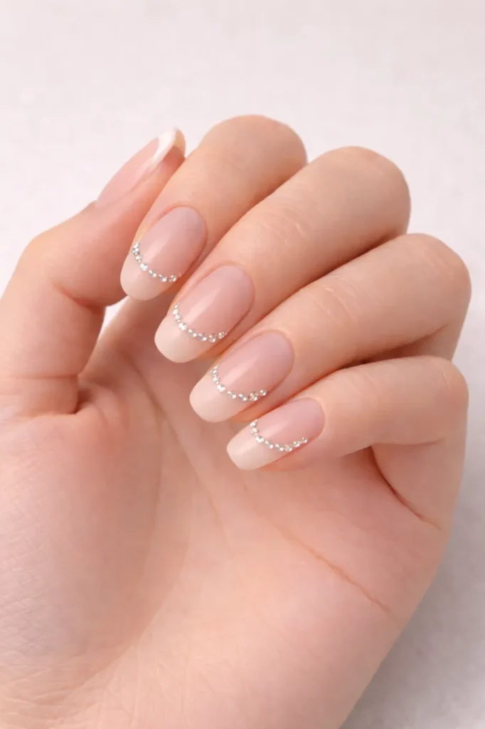 Bedazzled French Tip Nails