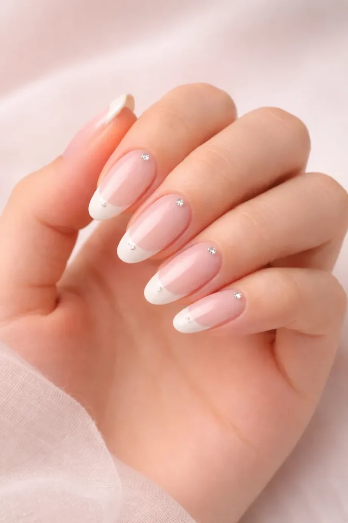 Bedazzled French Tip Nails