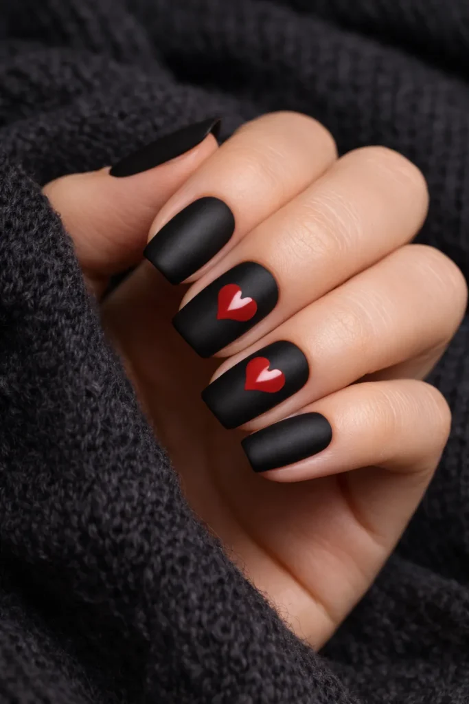 Red and Black Valentine’s Nails