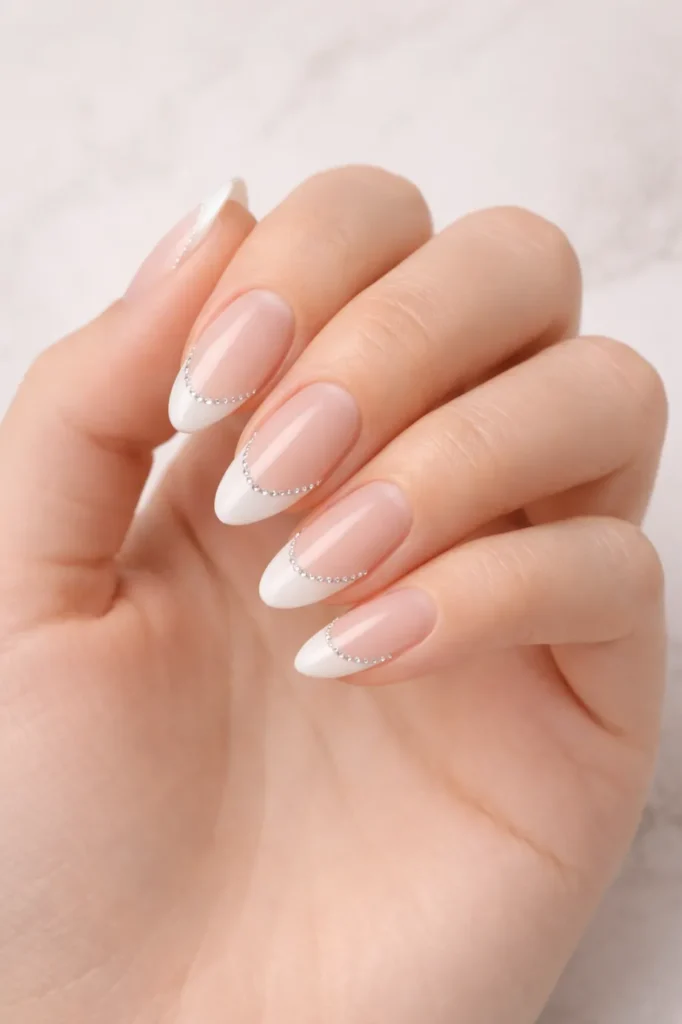Bedazzled French Tip Nails