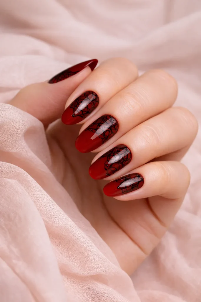 Red and Black Valentine’s Nails