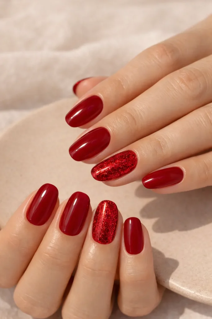 Red Glitter Nails