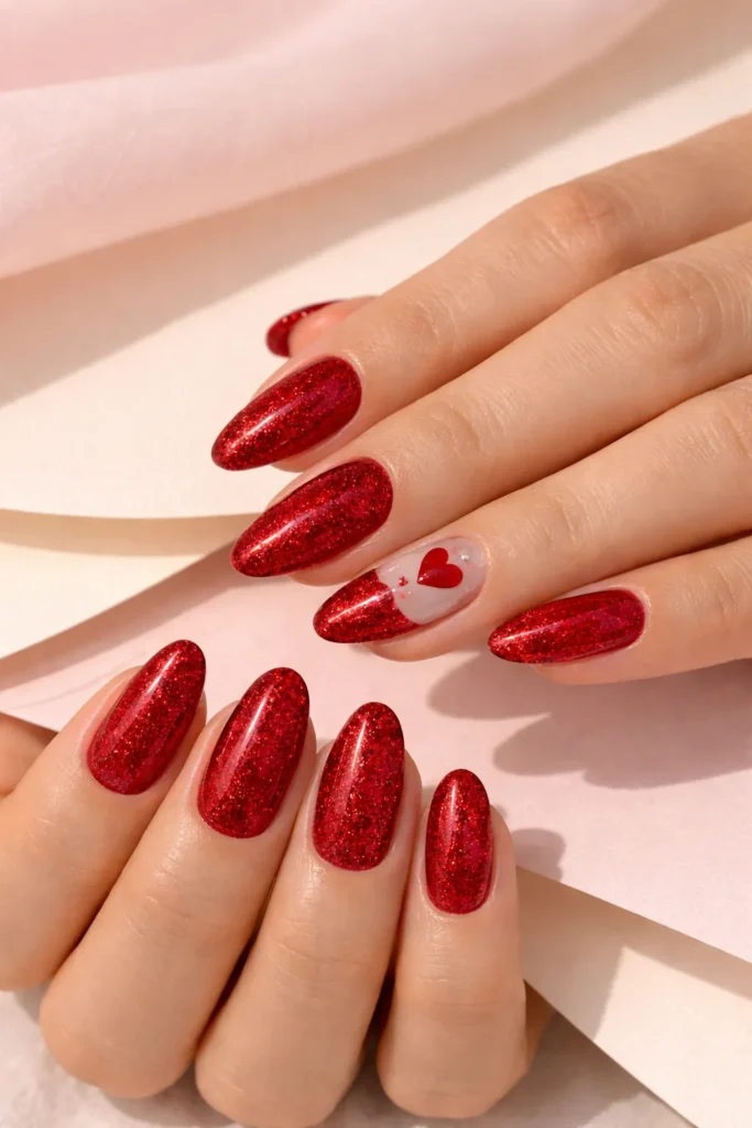 Red Glitter Nails