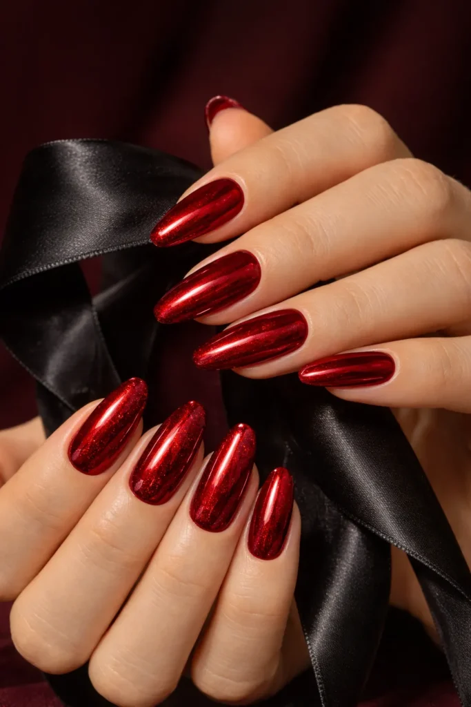 Red Glitter Nails