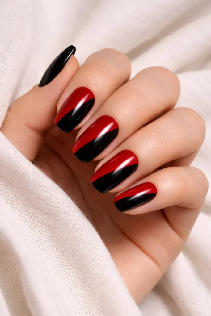 Red and Black Valentine’s Nails