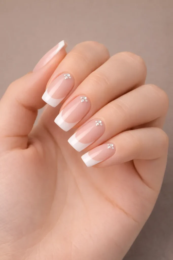 Bedazzled French Tip Nails