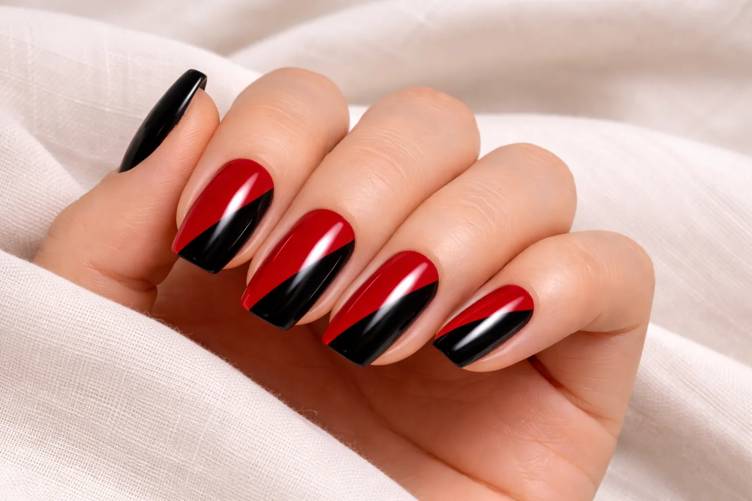 Red and Black Valentine’s Nails