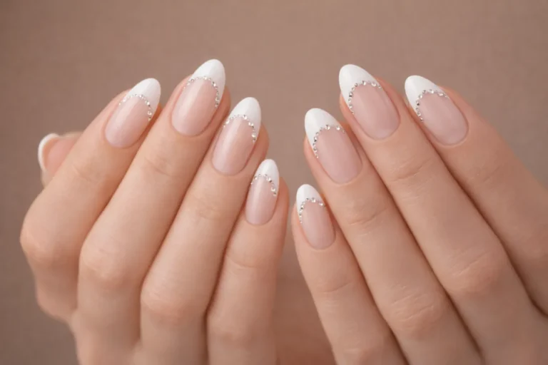 Bedazzled French Tip Nails