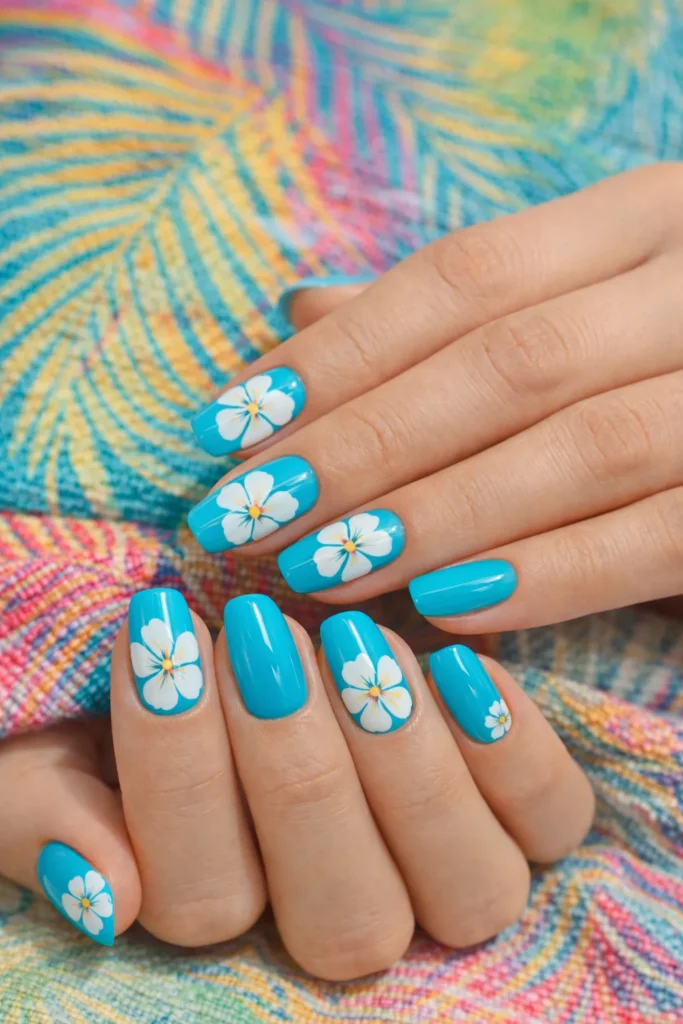 Hibiscus Flower Nails