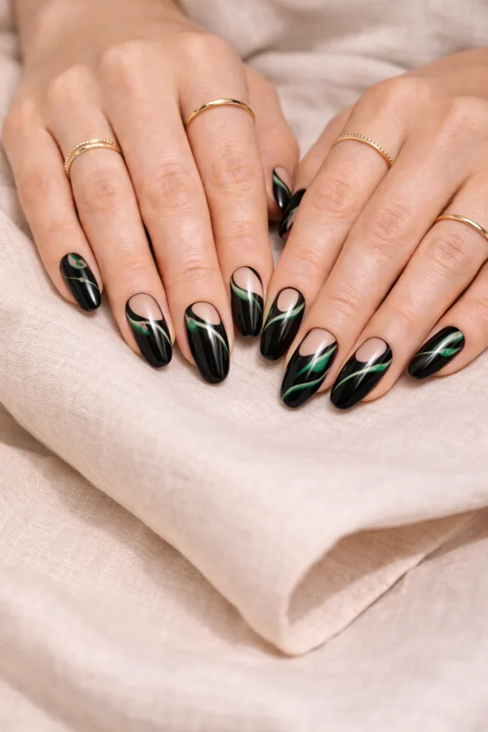 Black St. Patrick’s Day Nails