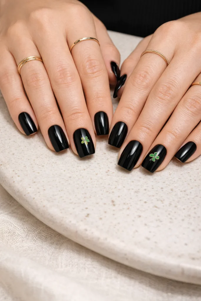 Black St. Patrick’s Day Nails