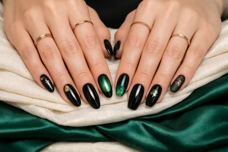 Black St. Patrick’s Day Nails
