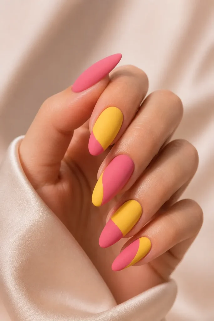 Pink and Yellow Nails