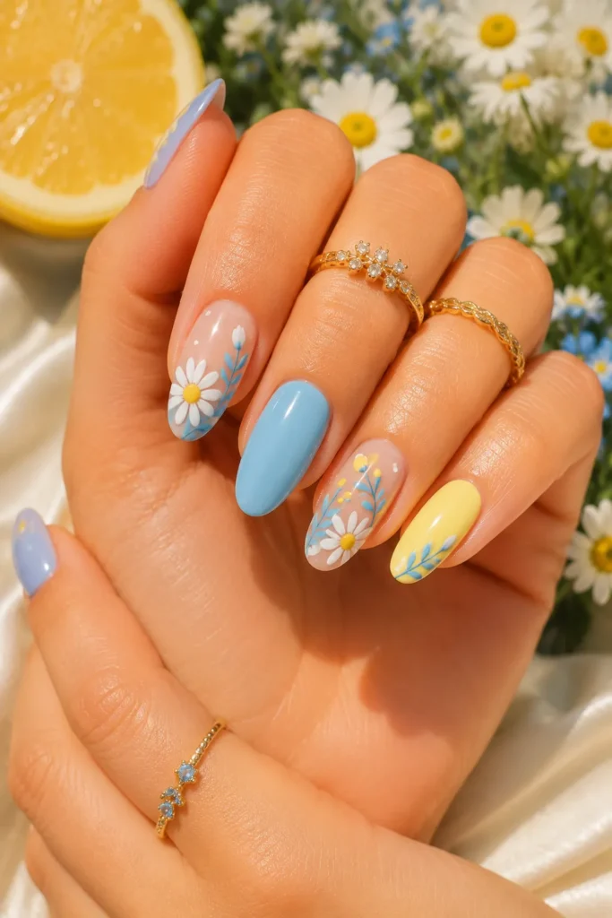 Lemon Blue Nails