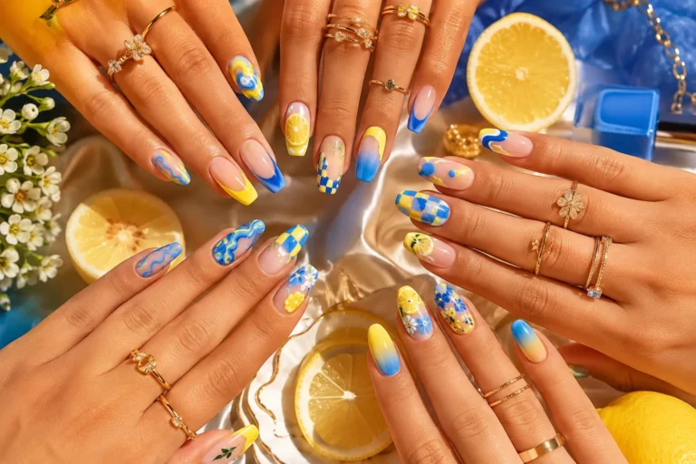 Lemon Blue Nails