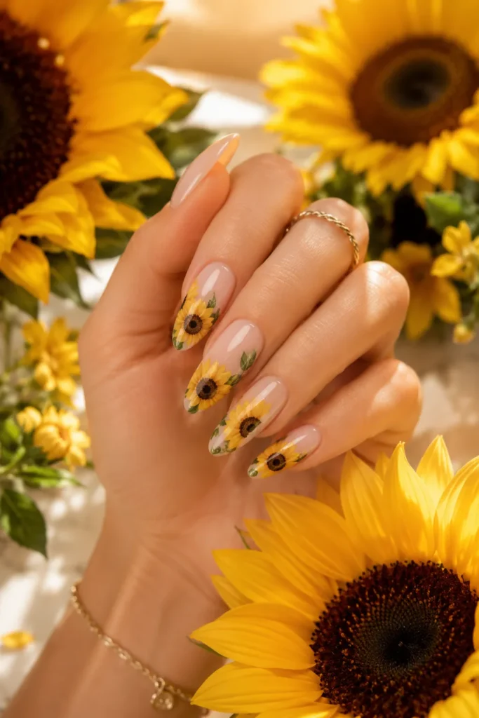 Sunflower Nail Designs
