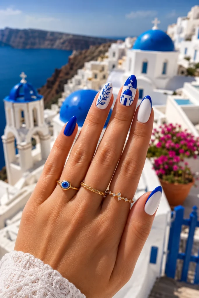 Greece Vacation Nails