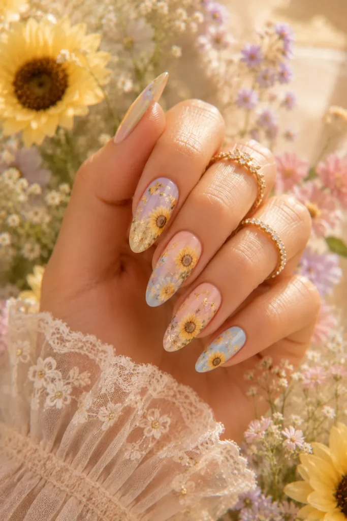 Sunflower Nail Designs