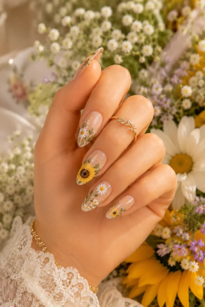 Sunflower Nail Designs