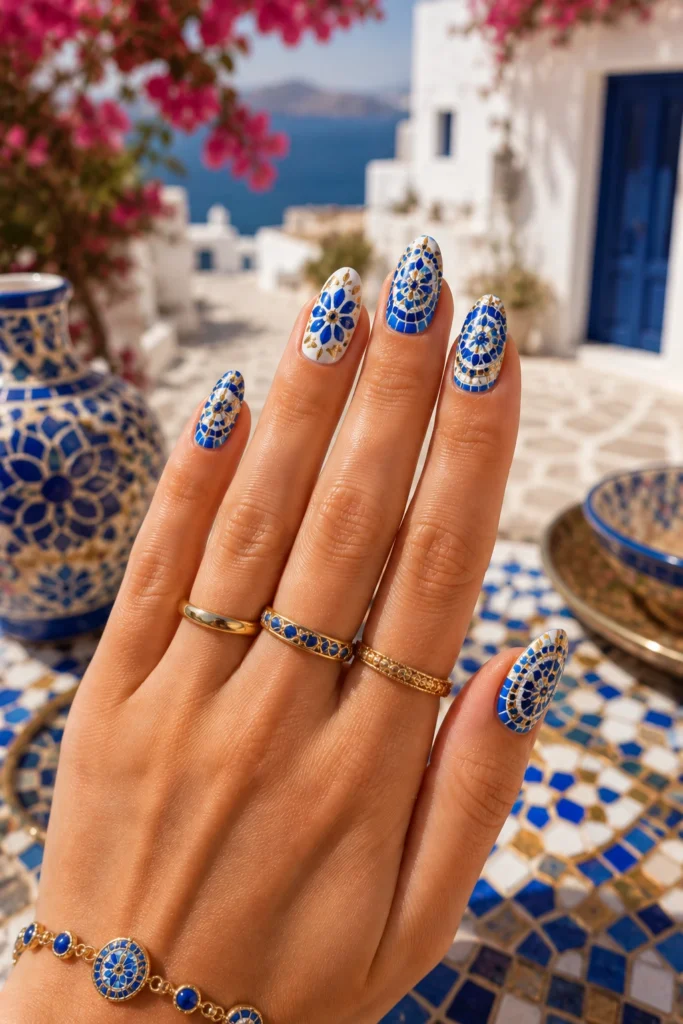 Greece Vacation Nails