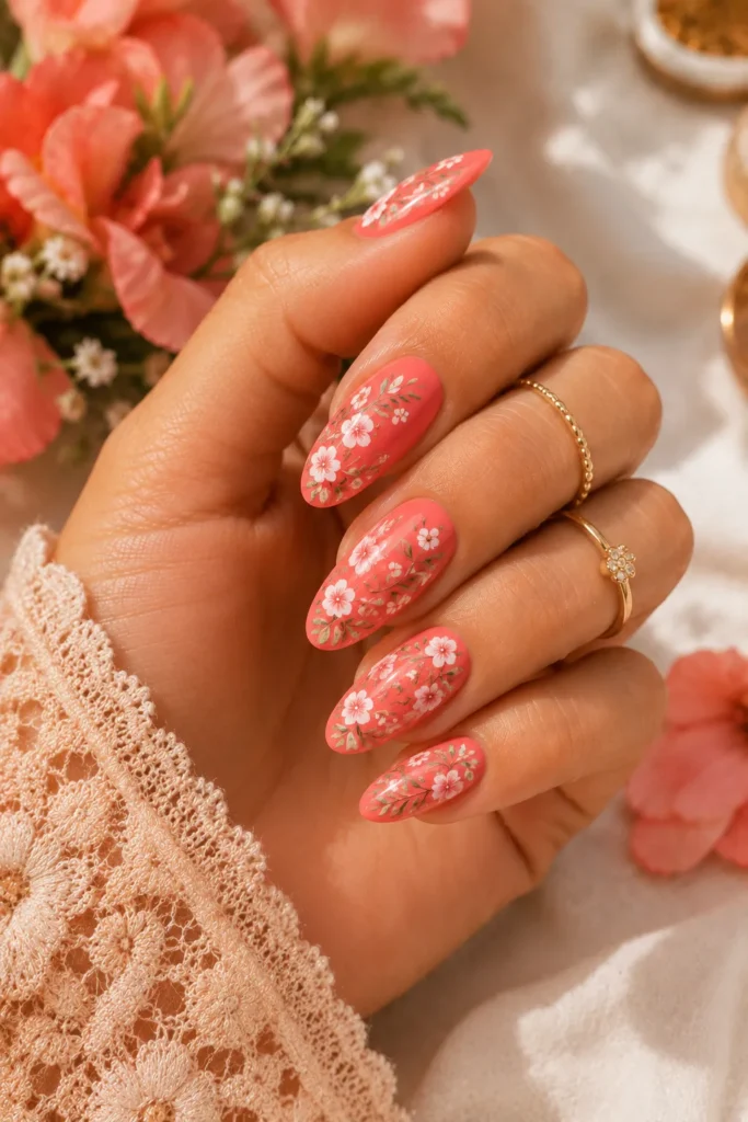 Stunning Coral Nails
