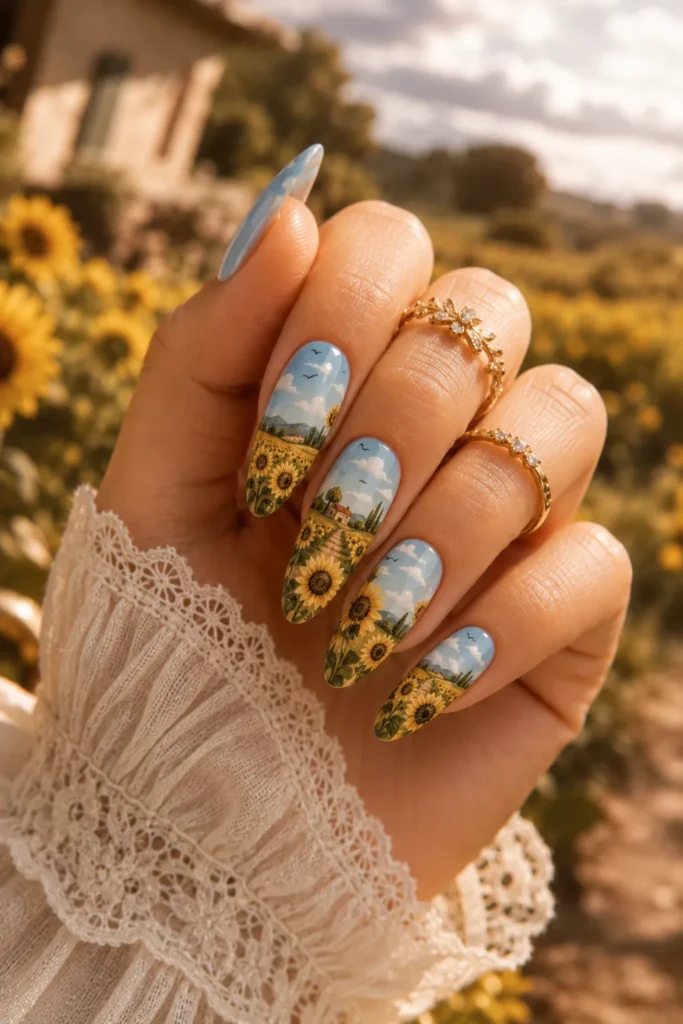 Sunflower Nail Designs