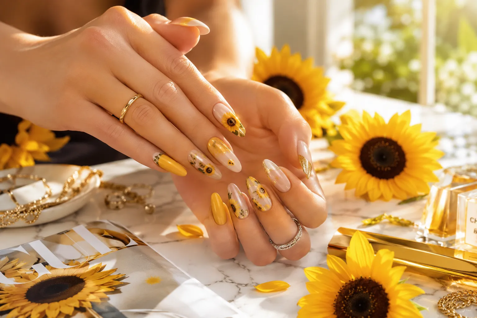 Sunflower Nail Designs